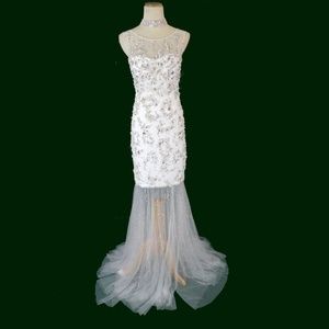 NWT Jovani Genuine White Beaded Bridal Wedding